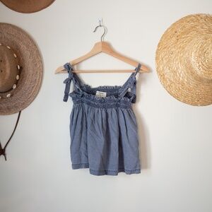 Cloth & Stone denim summer tie sleeve cropped blouse M